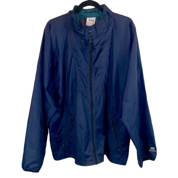 Vintage Helly Hansen Navy Blue Full Zip Windbreaker Jacket  Men's sz L - Picture 1 of 8